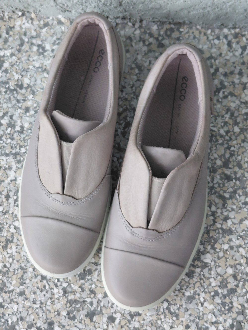 ECCO Women's Grey Slip-On Leather Sneakers - Picture 2 of 7